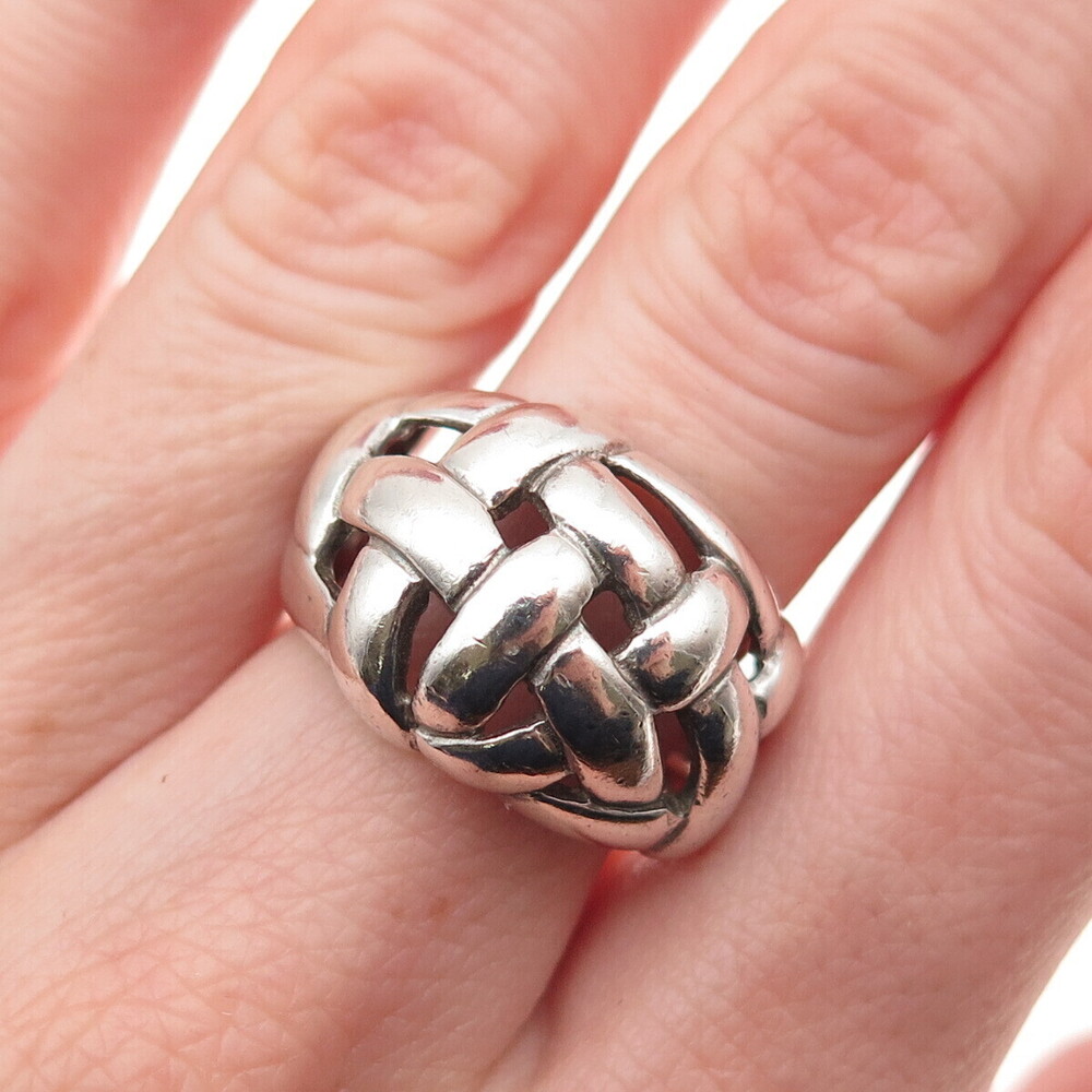 Chapal Zenray 925 Sterling Silver Vintage Woven Dome Oxidized Ring Size 7.5